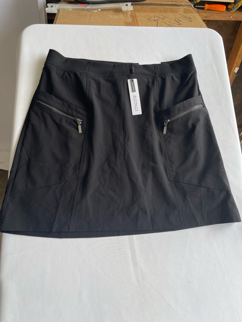 Chico's Black Mini Skirt with Front Zip Pockets